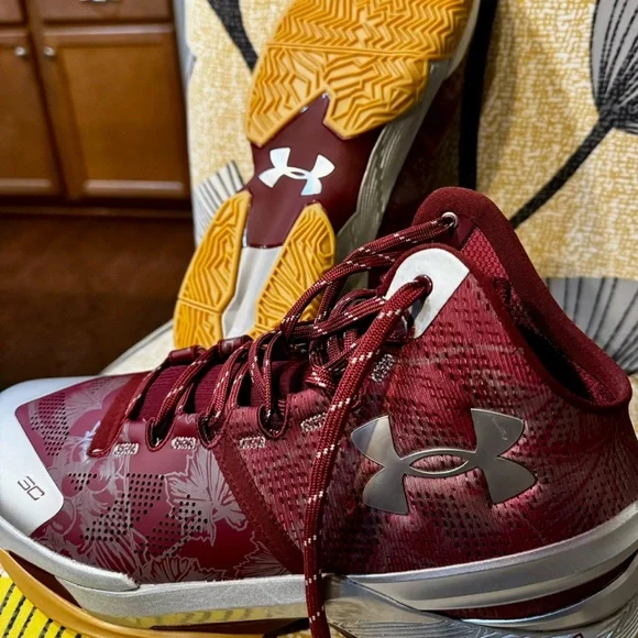 Under Armour Curry 2 Retro Basketball Shoes (Domaine Red Silver Gum) Men 11.5 - Picture 11 of 16